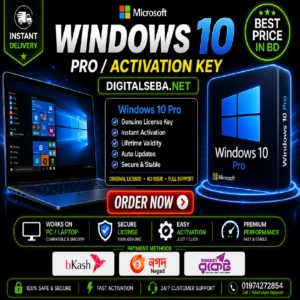 Buy Windows 10 Pro license key by bKash in Bangladesh instant activation