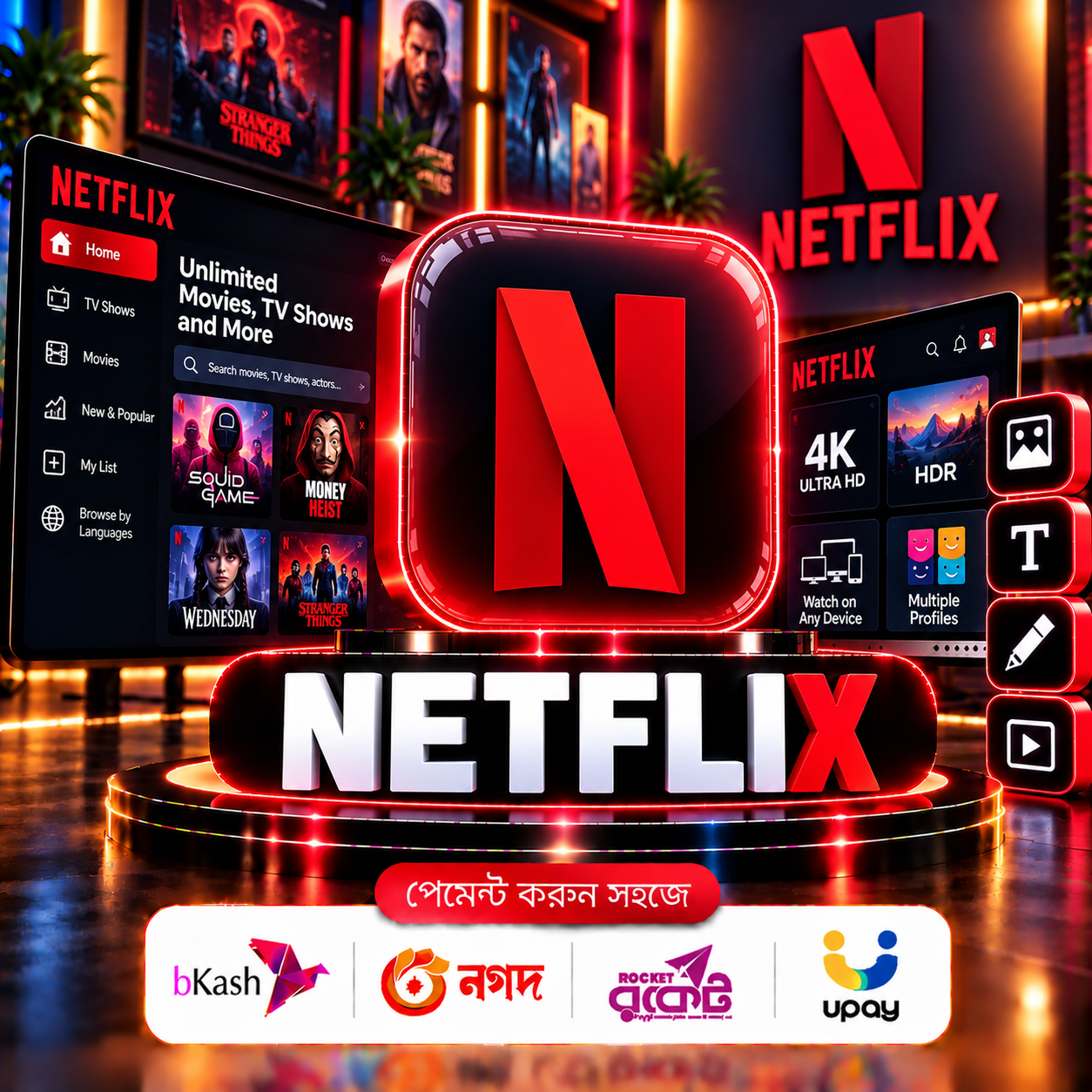Netflix Premium Price in BD Buy 4K Subscription with Bkash